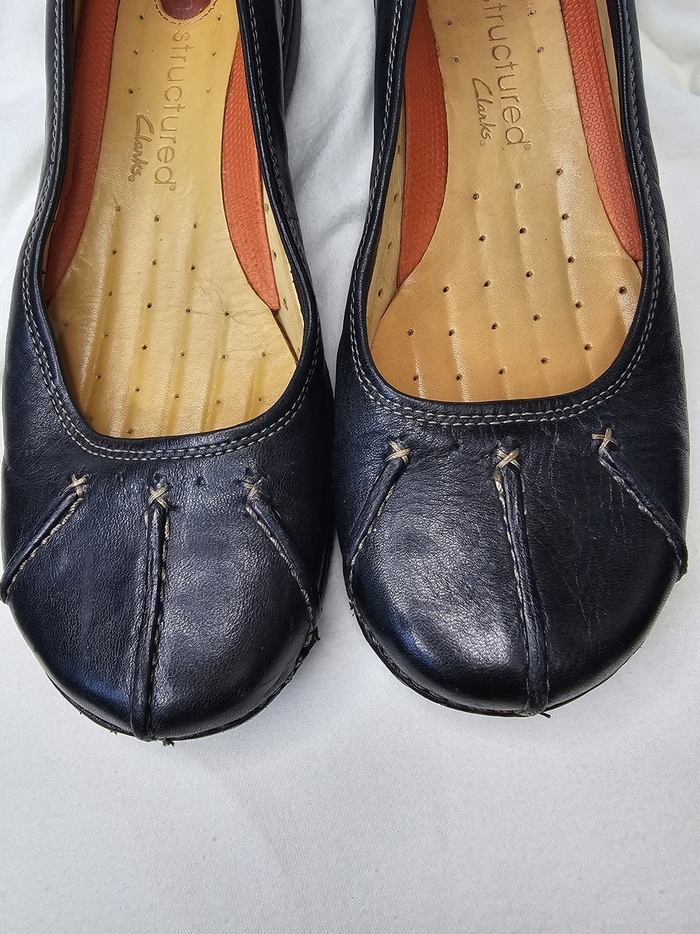 Y2K Clarks Unstructured Flat Shoes Rosily Brown Ballet Leather Loafer Slip On - Picture 7 of 16